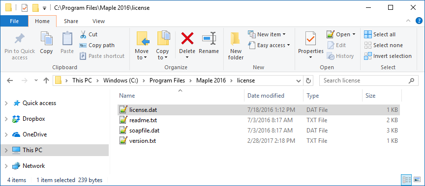 Where do I find/save my Maple license file?